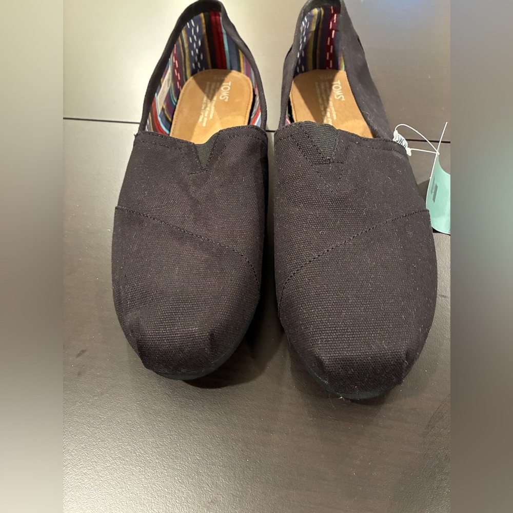 Toms Black on Black Canvas Slip-On Loafers-12 NIB